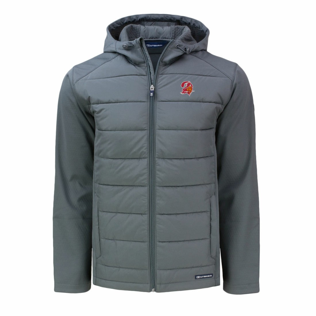 NFL Tampa Bay Buccaneers Cutter & Buck Throwback Evoke Hybrid Eco Softshell Recycled Full-Zip Hoodie Jacket