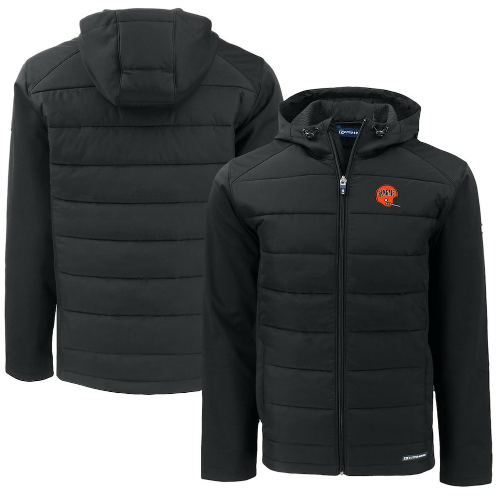NFL Cincinnati Bengals Cutter & Buck Throwback Big & Tall Evoke Hybrid Eco Softshell Recycled Full-Zip Jacket