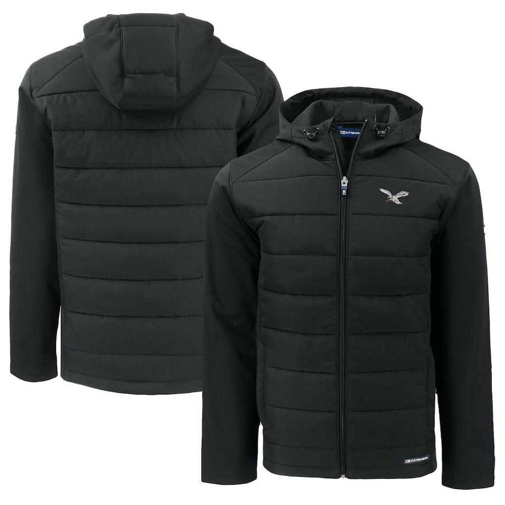 NFL Philadelphia Eagles Cutter & Buck Throwback Big & Tall Evoke Hybrid Eco Softshell Recycled Full-Zip Hoodie
