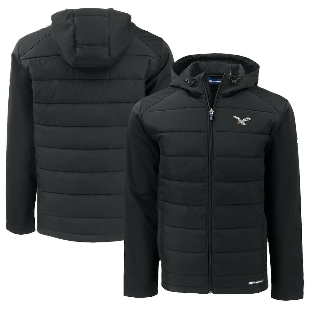NFL Philadelphia Eagles Cutter & Buck Throwback Big & Tall Evoke Hybrid Eco Softshell Recycled Full-Zip Hoodie