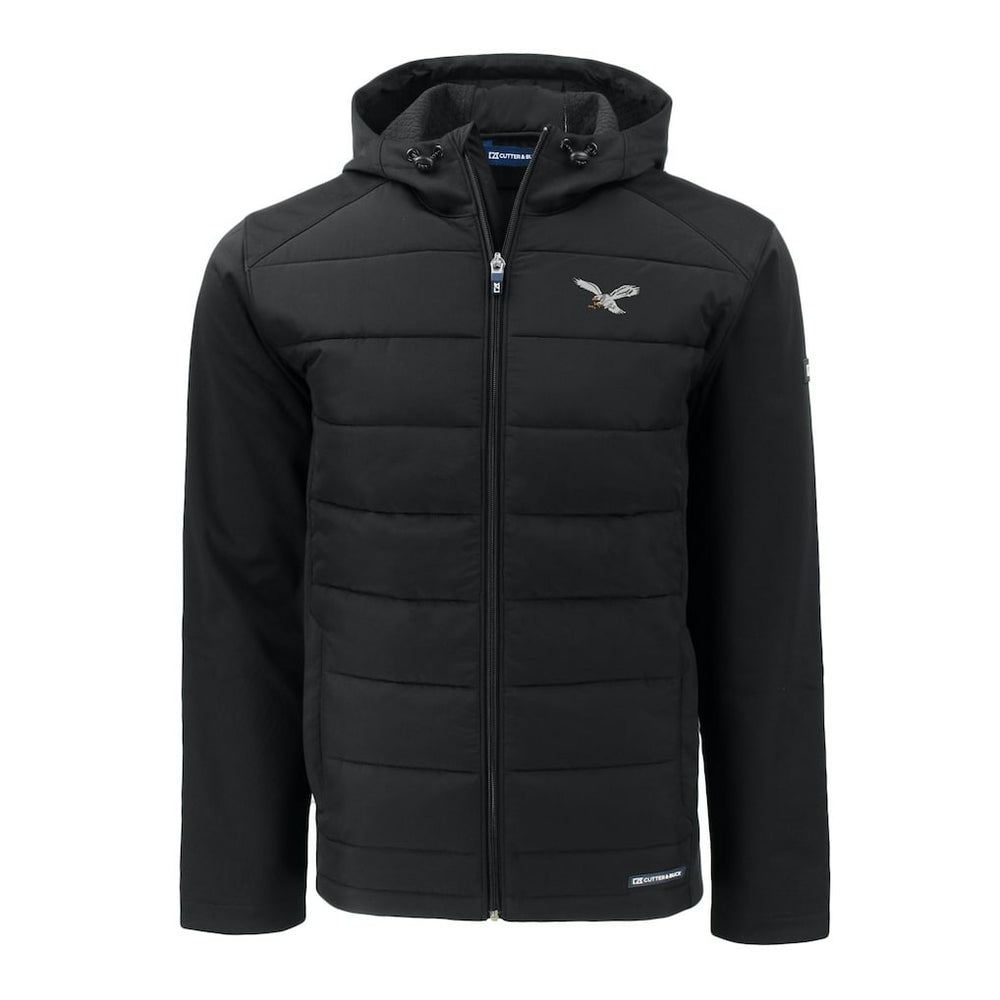 NFL Philadelphia Eagles Cutter & Buck Throwback Big & Tall Evoke Hybrid Eco Softshell Recycled Full-Zip Hoodie