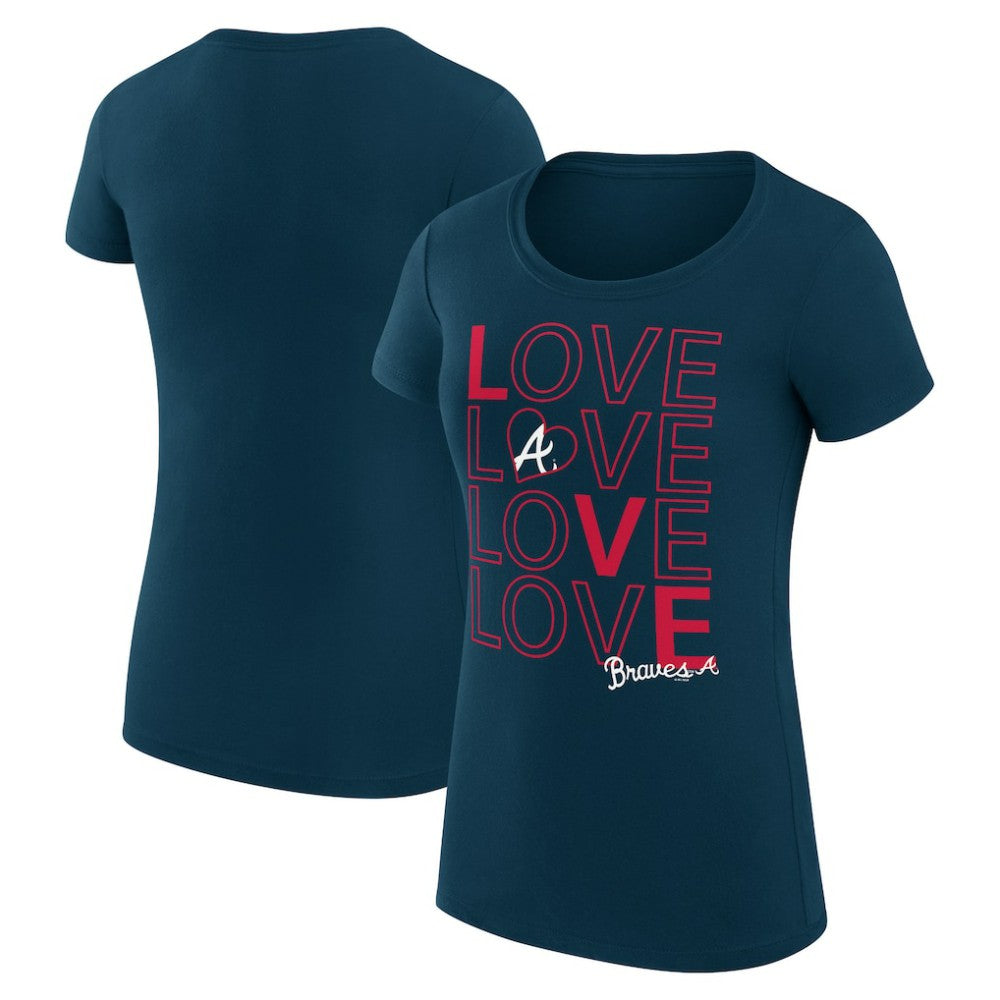 Atlanta Braves G-III 4Her by Carl Banks Women's Super-Slim Fit Lightweight Love Graphic Team T-Shirt - Navy