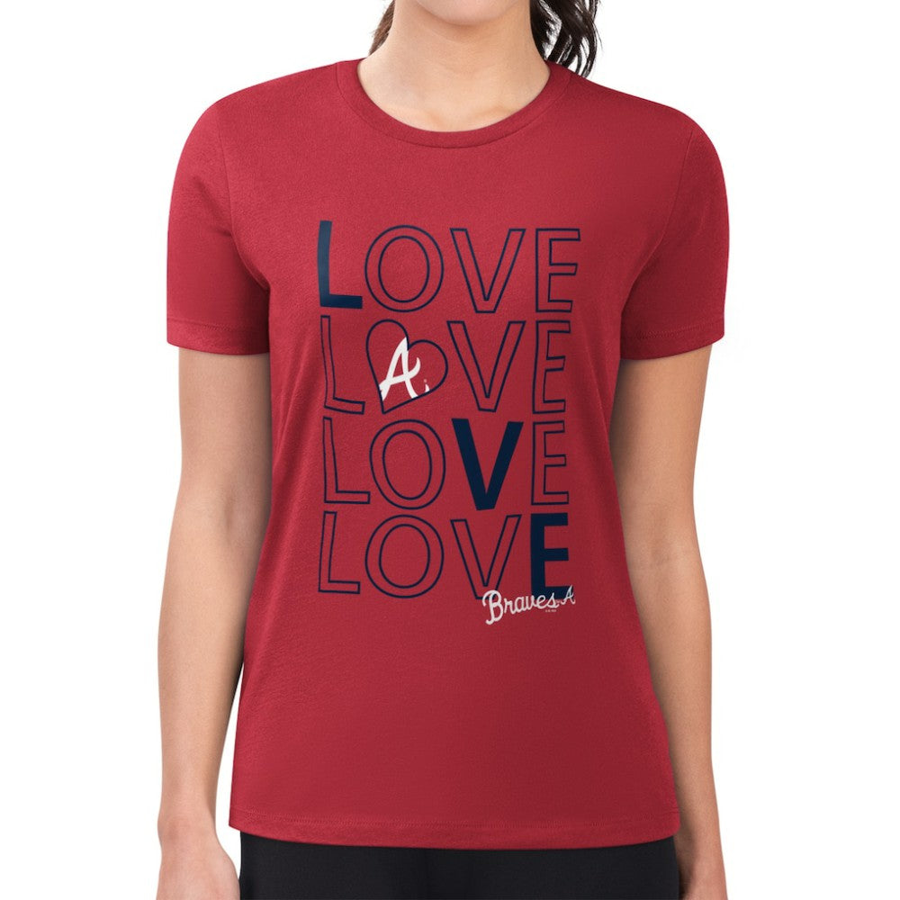 Atlanta Braves G-III 4Her by Carl Banks Women's Super-Slim Fit Lightweight Love Graphic Team T-Shirt - Red