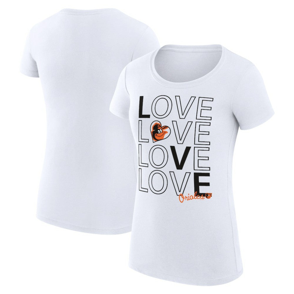 Baltimore Orioles G-III 4Her by Carl Banks Women's Super-Slim Fit Lightweight Love Graphic Team T-Shirt - White