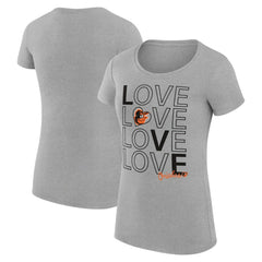 Baltimore Orioles G-III 4Her by Carl Banks Women's Super-Slim Fit Lightweight Love Graphic Team T-Shirt - Heather Gray