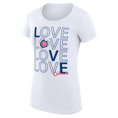 Chicago Cubs G-III 4Her by Carl Banks Women's Super-Slim Fit Lightweight Love Graphic Team T-Shirt - White