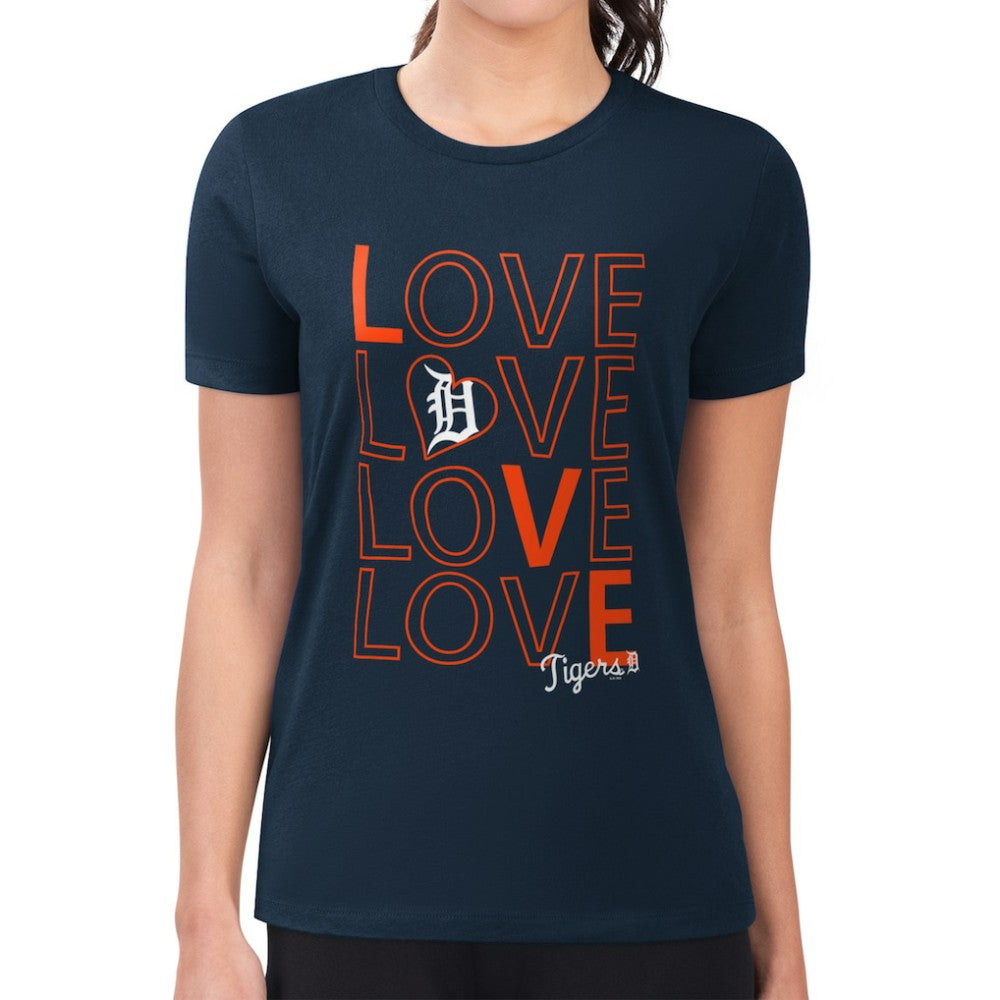 Detroit Tigers G-III 4Her by Carl Banks Women's Super-Slim Fit Lightweight Love Graphic Team T-Shirt - Navy