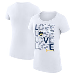Milwaukee Brewers G-III 4Her by Carl Banks Women's Super-Slim Fit Lightweight Love Graphic Team T-Shirt - White