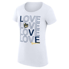 Milwaukee Brewers G-III 4Her by Carl Banks Women's Super-Slim Fit Lightweight Love Graphic Team T-Shirt - White