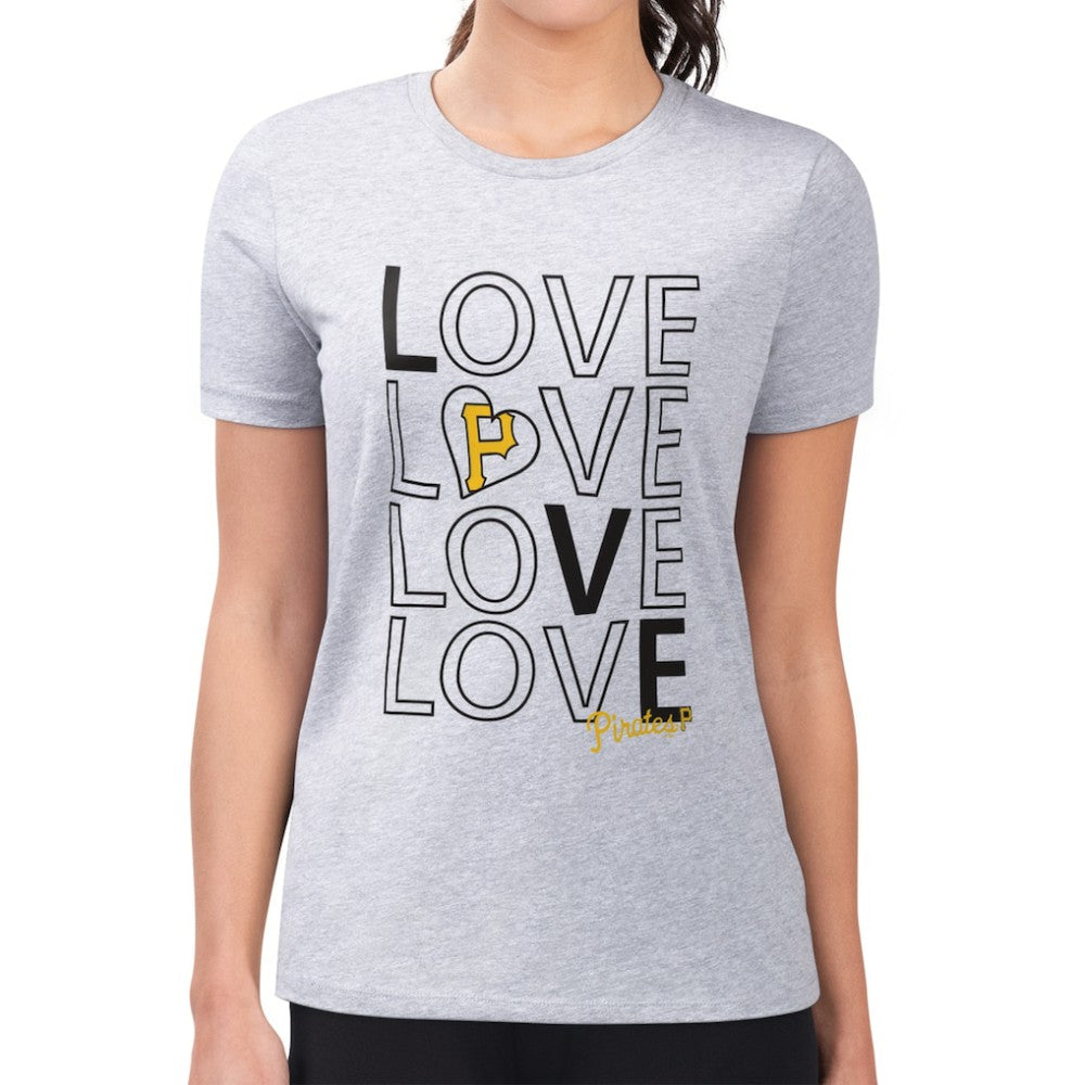 Pittsburgh Pirates G-III 4Her by Carl Banks Women's Super-Slim Fit Lightweight Love Graphic Team T-Shirt - Heather Gray