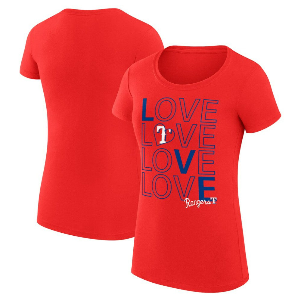 Texas Rangers G-III 4Her by Carl Banks Women's Super-Slim Fit Lightweight Love Graphic Team T-Shirt - Red