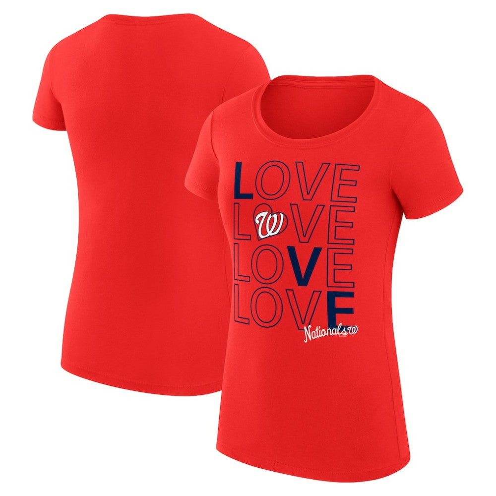 Washington Nationals G-III 4Her by Carl Banks Women's Super-Slim Fit Lightweight Love Graphic Team T-Shirt - Red