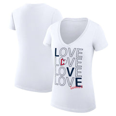 Cleveland Guardians G-III 4Her by Carl Banks Women's Super-Slim Fit Lightweight Love Graphic Team V-Neck T-Shirt - White