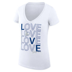 Los Angeles Dodgers G-III 4Her by Carl Banks Women's Super-Slim Fit Lightweight Love Graphic Team V-Neck T-Shirt - White