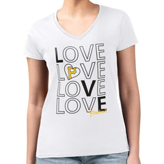 Pittsburgh Pirates G-III 4Her by Carl Banks Women's Super-Slim Fit Lightweight Love Graphic Team V-Neck T-Shirt - White