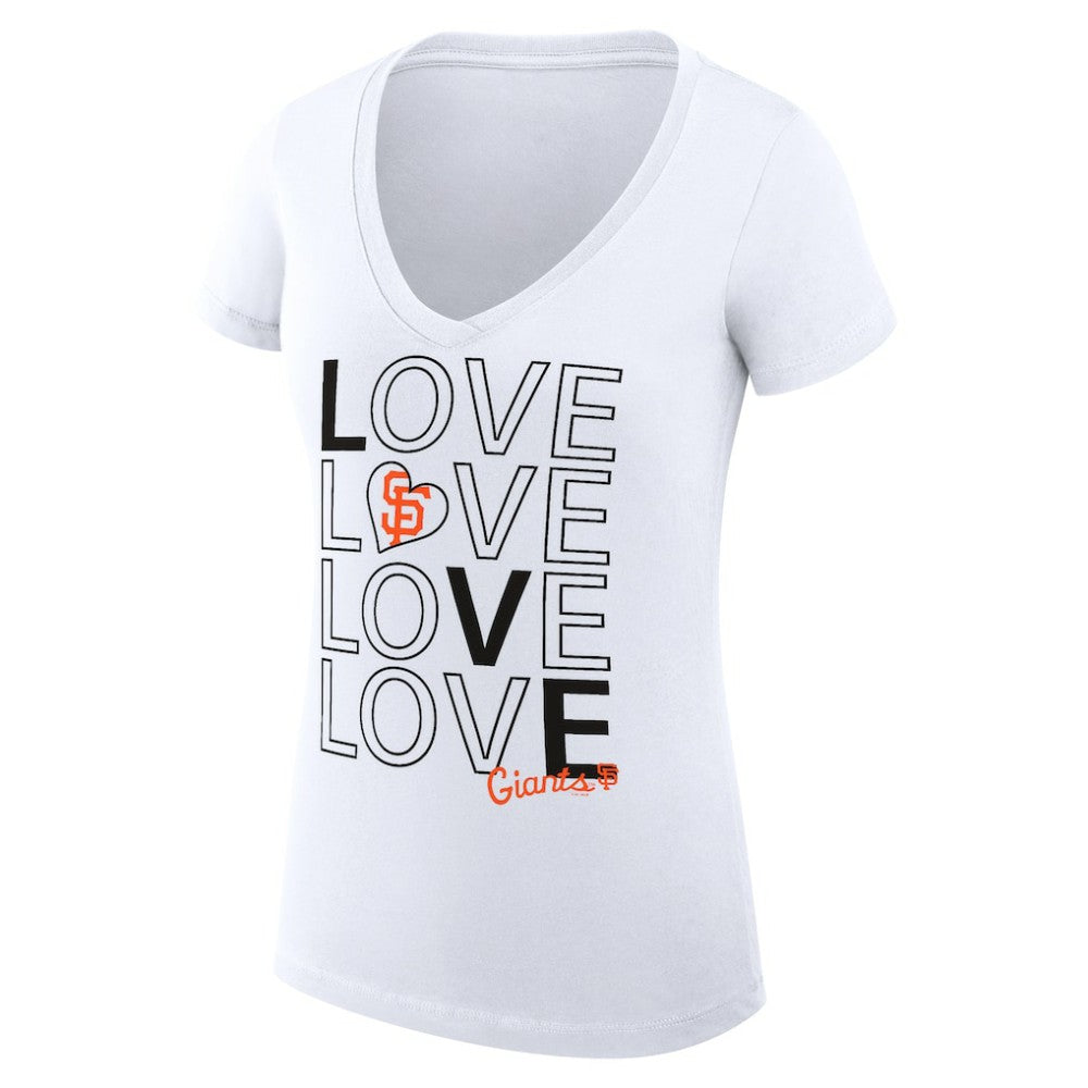San Francisco Giants G-III 4Her by Carl Banks Women's Super-Slim Fit Lightweight Love Graphic Team V-Neck T-Shirt - White