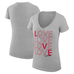 St. Louis Cardinals G-III 4Her by Carl Banks Women's Super-Slim Fit Lightweight Love Graphic Team V-Neck T-Shirt - Heather Gray