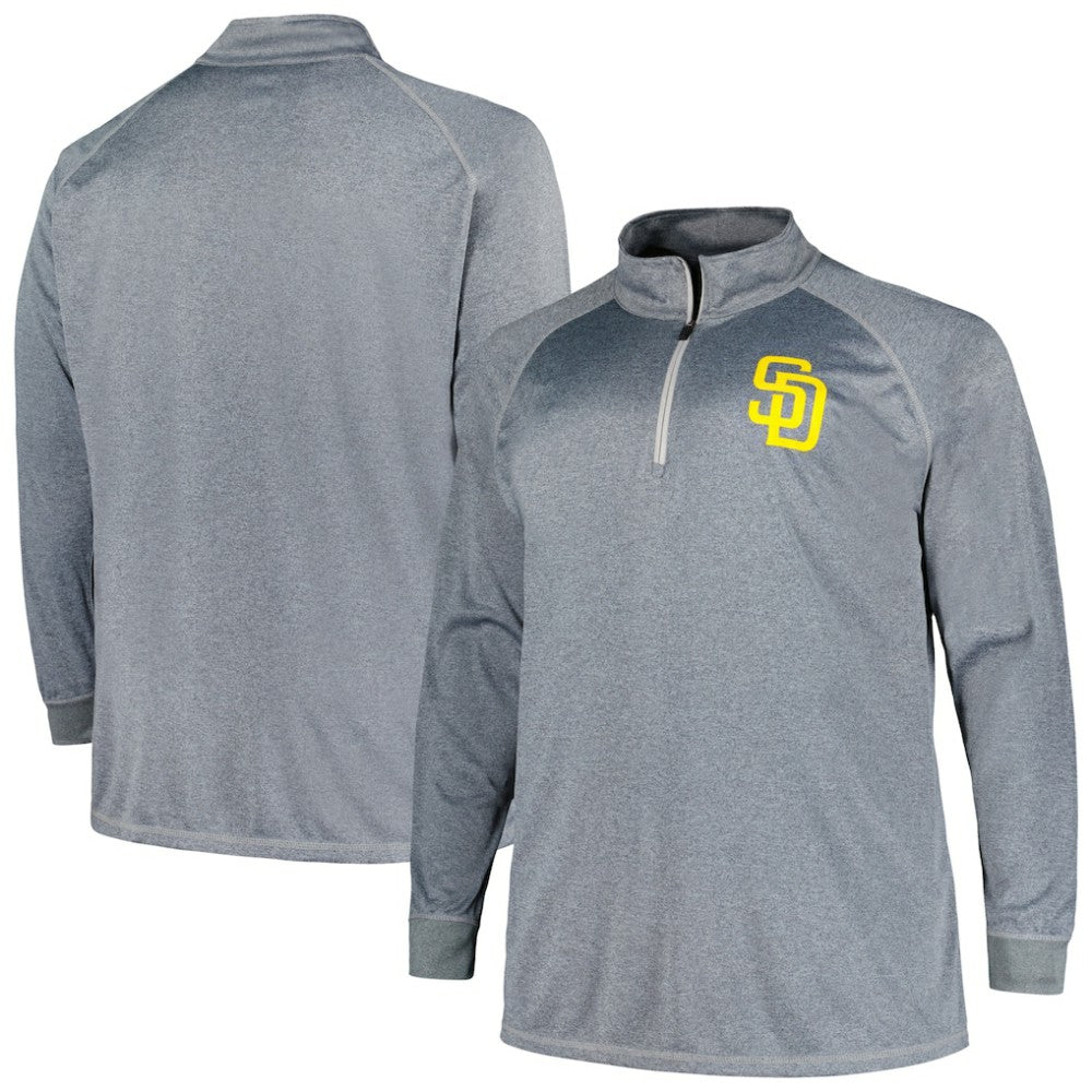 San Diego Padres Profile Big & Tall Raglan Quarter-Zip Top - Gray