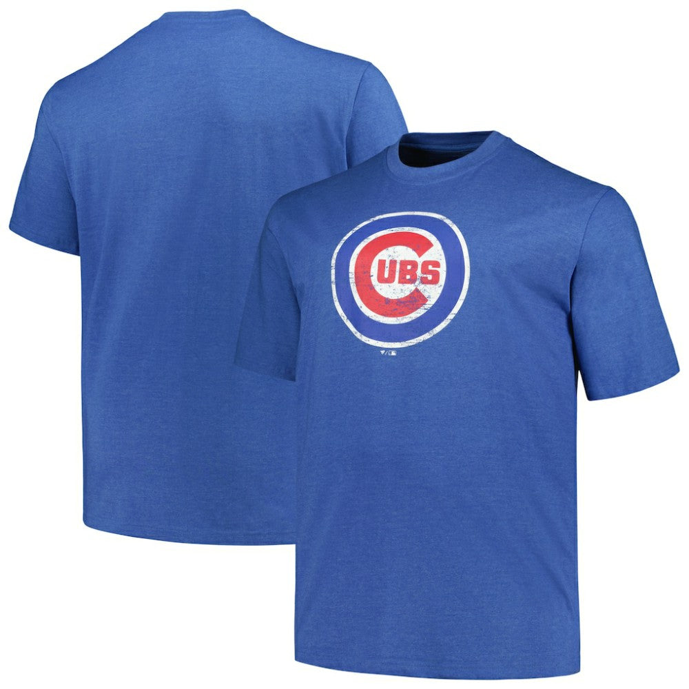 Chicago Cubs Profile Big & Tall Weathered Logo T-Shirt - Heather Royal