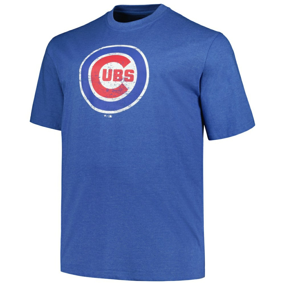 Chicago Cubs Profile Big & Tall Weathered Logo T-Shirt - Heather Royal