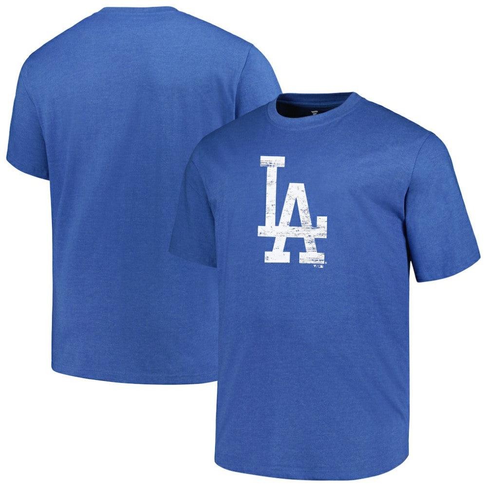 Los Angeles Dodgers Profile Big & Tall Weathered Logo T-Shirt - Heather Royal