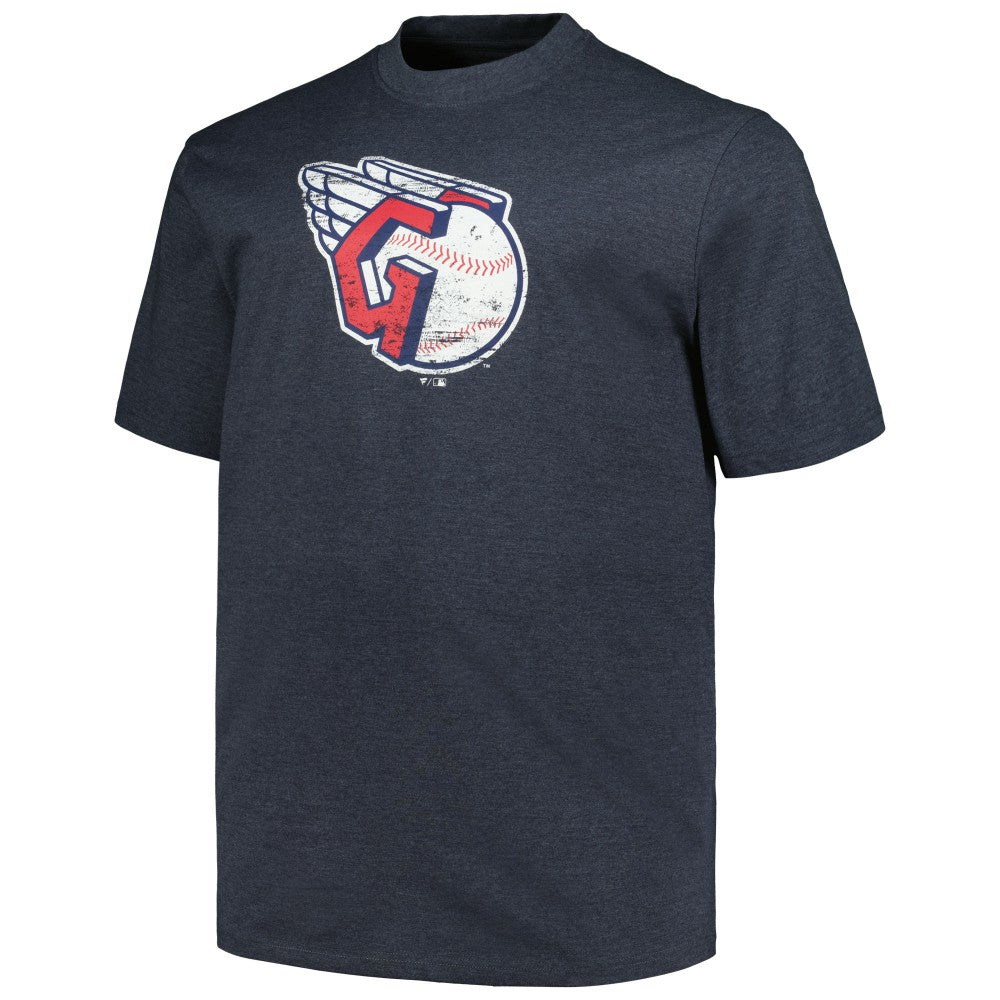 Cleveland Guardians Profile Big & Tall Weathered Logo T-Shirt - Heather Navy
