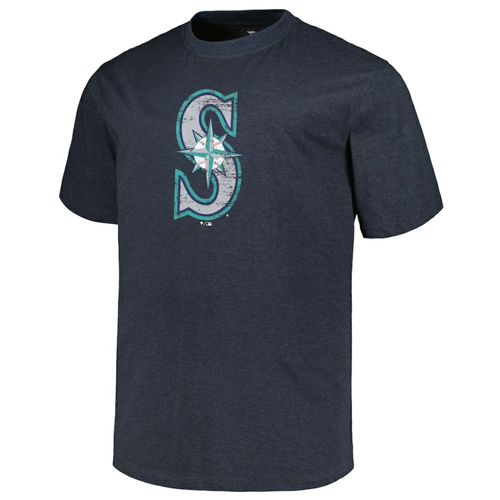 Seattle Mariners Profile Big & Tall Weathered Logo T-Shirt - Heather Navy