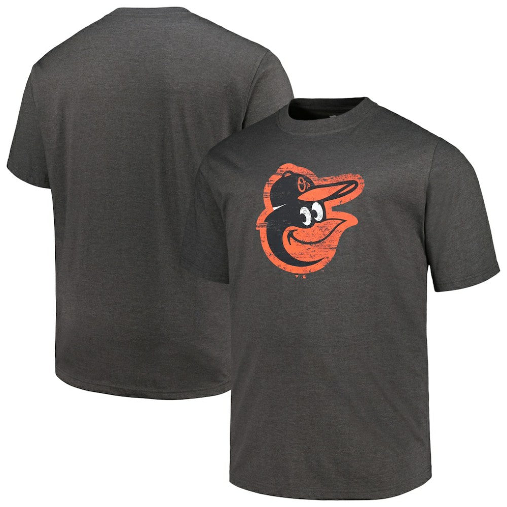 Baltimore Orioles Profile Big & Tall Weathered Logo T-Shirt - Heather Black