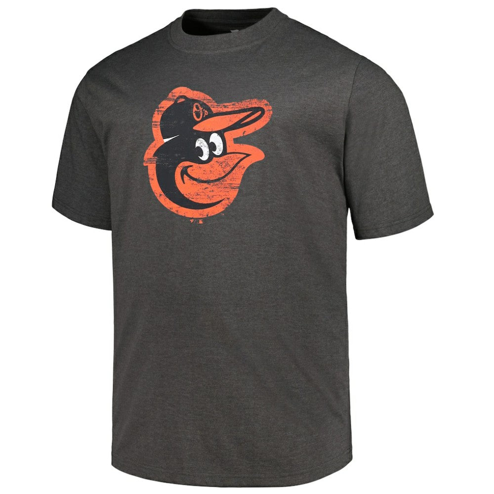 Baltimore Orioles Profile Big & Tall Weathered Logo T-Shirt - Heather Black