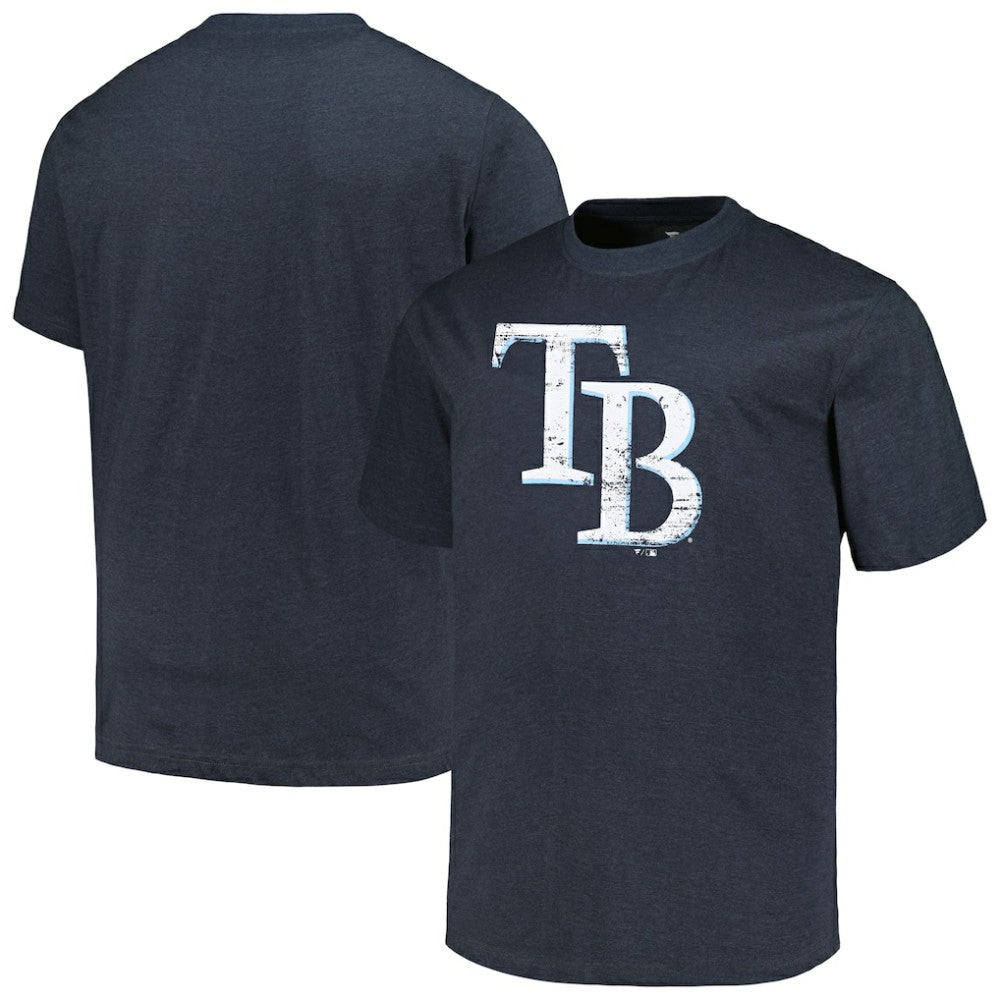 Tampa Bay Rays Profile Big & Tall Weathered Logo T-Shirt - Heather Navy