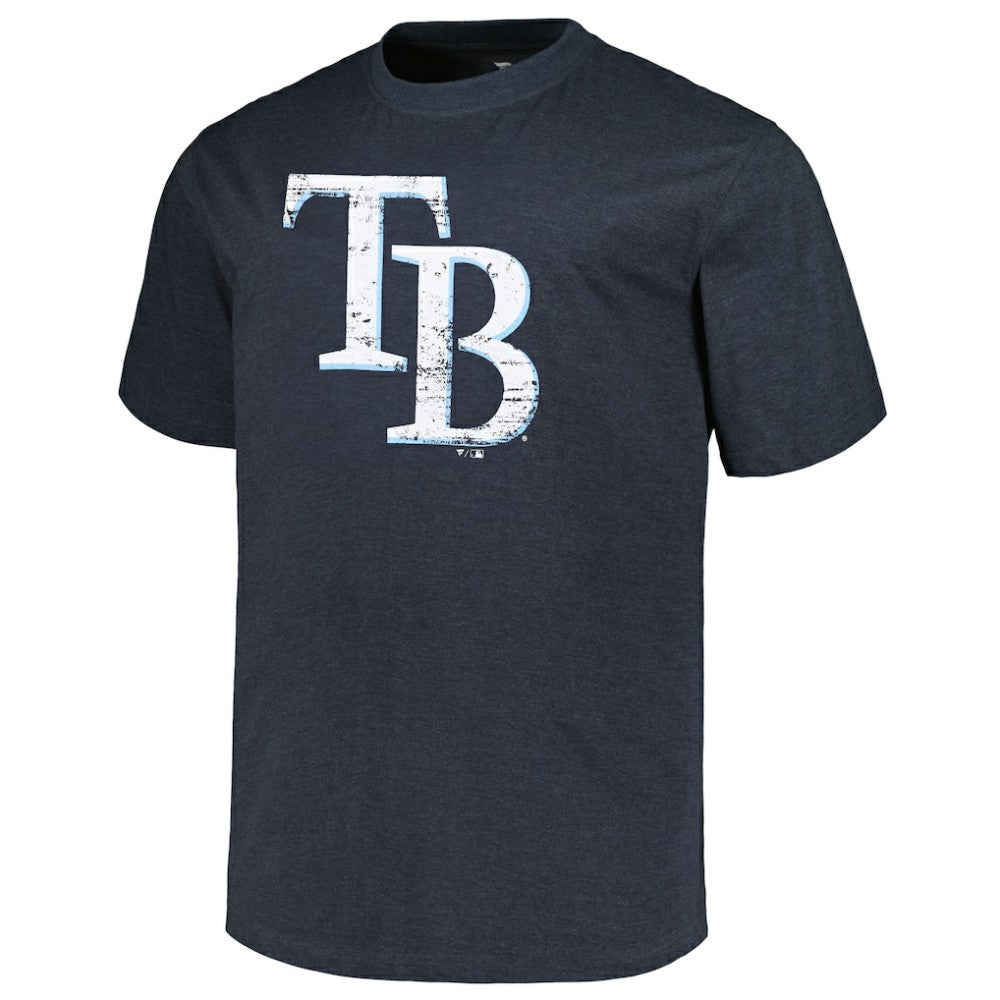 Tampa Bay Rays Profile Big & Tall Weathered Logo T-Shirt - Heather Navy