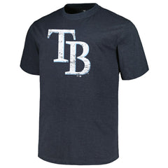 Tampa Bay Rays Profile Big & Tall Weathered Logo T-Shirt - Heather Navy