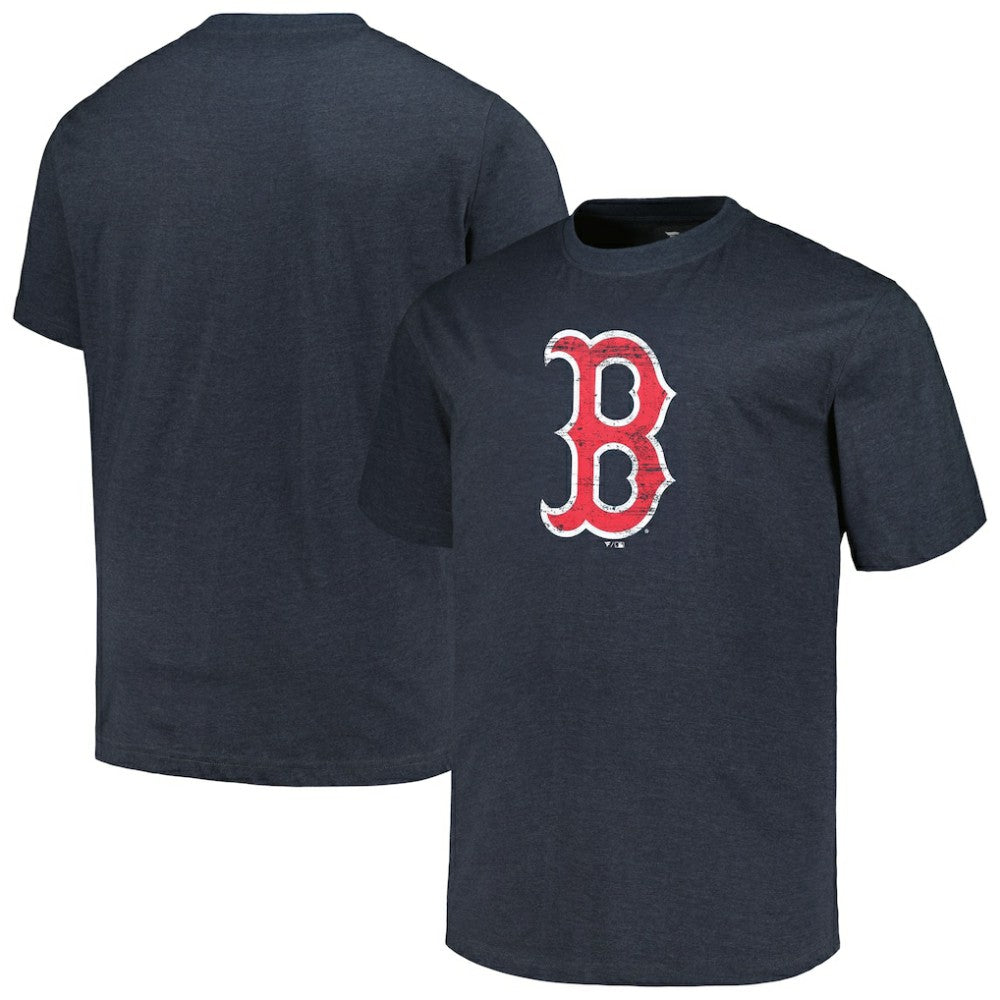 Boston Red Sox Profile Big & Tall Weathered Logo T-Shirt - Heather Navy