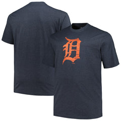 Detroit Tigers Profile Big & Tall Weathered Logo T-Shirt - Heather Navy