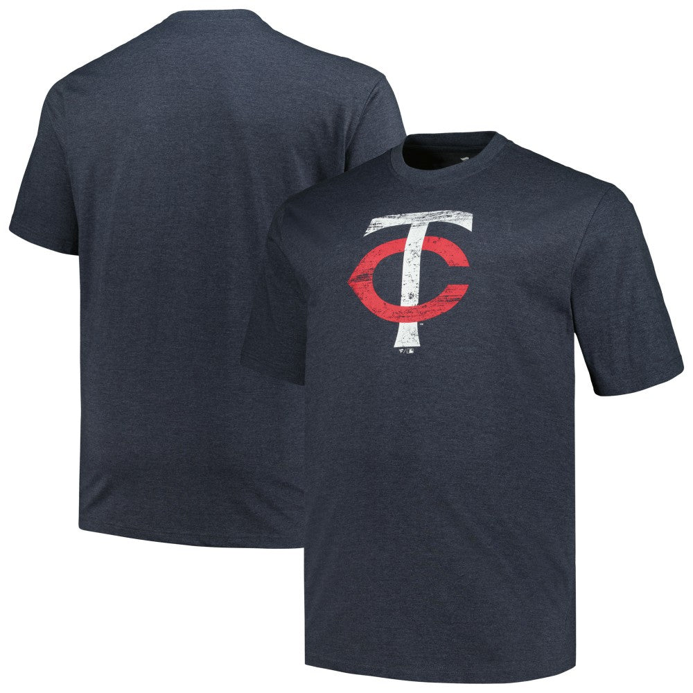 Minnesota Twins Profile Big & Tall Weathered Logo T-Shirt - Heather Navy