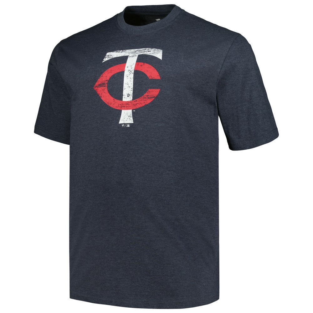 Minnesota Twins Profile Big & Tall Weathered Logo T-Shirt - Heather Navy