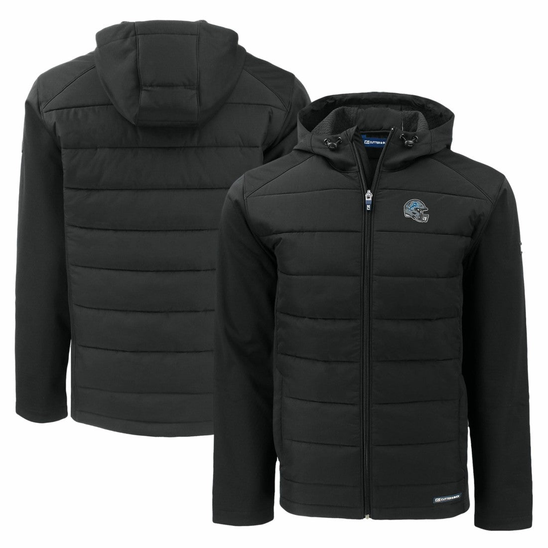 NFL Detroit Lions Cutter & Buck Helmet Evoke Hybrid Eco Softshell Recycled Full-Zip Hoodie Jacket