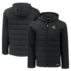 NFL Green Bay Packers Cutter & Buck Helmet Evoke Hybrid Eco Softshell Recycled Full-Zip Hoodie Jacket