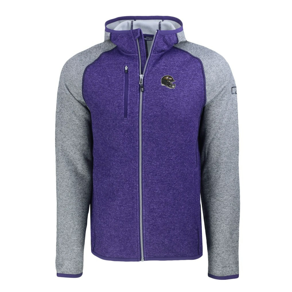 NFL Baltimore Ravens Cutter & Buck Helmet Mainsail Sweater-Knit Full-Zip Hoodie