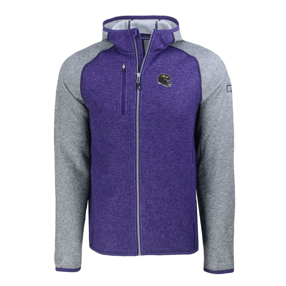 NFL Baltimore Ravens Cutter & Buck Helmet Mainsail Sweater-Knit Full-Zip Hoodie
