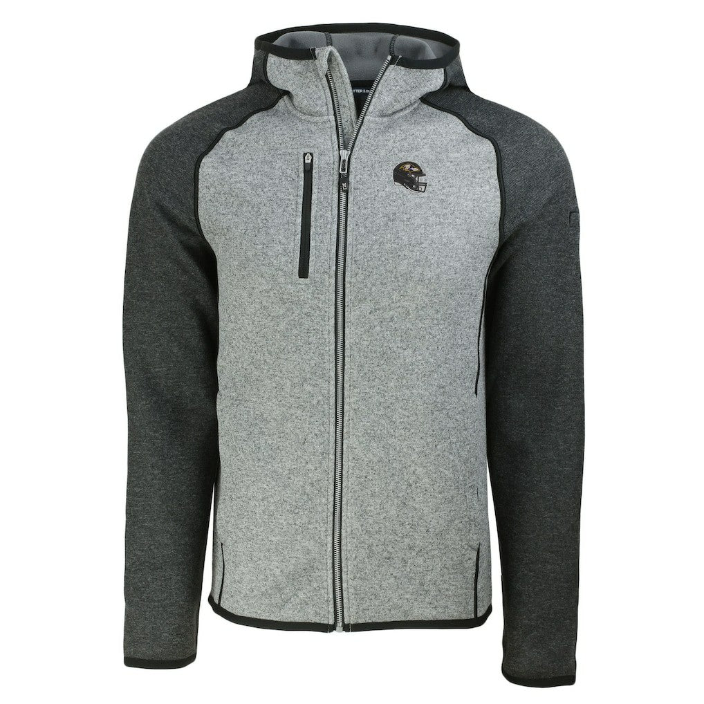 NFL Baltimore Ravens Cutter & Buck Helmet Mainsail Sweater-Knit Full-Zip Hoodie