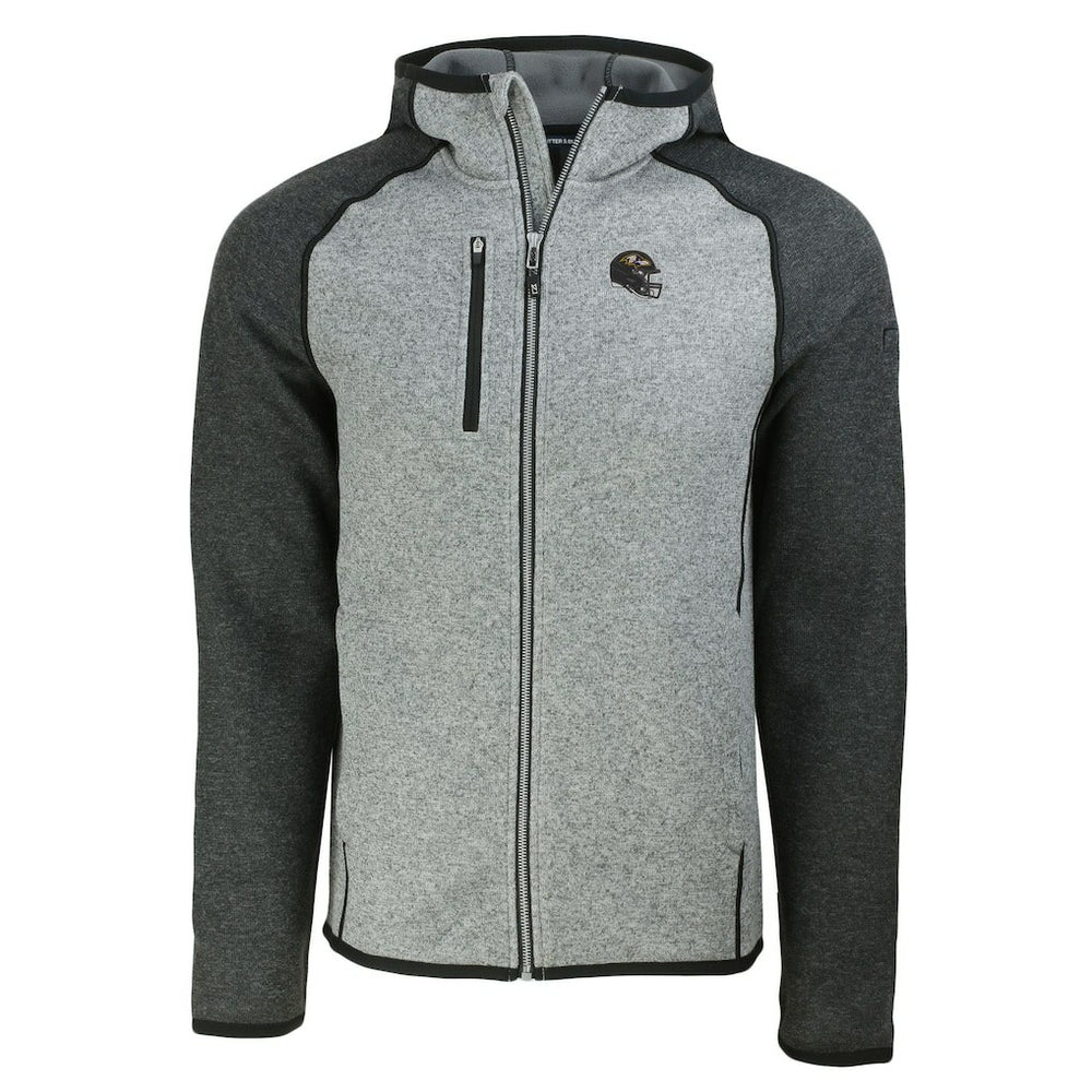 NFL Baltimore Ravens Cutter & Buck Helmet Mainsail Sweater-Knit Full-Zip Hoodie