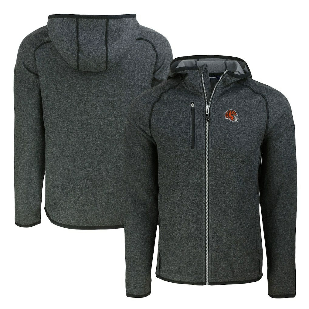 NFL Cincinnati Bengals Cutter & Buck Helmet Mainsail Sweater-Knit Full-Zip Hoodie