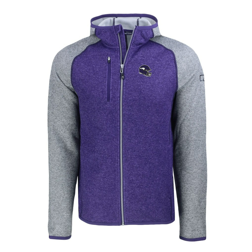 NFL Minnesota Vikings Cutter & Buck Helmet Mainsail Sweater-Knit Full-Zip Hoodie