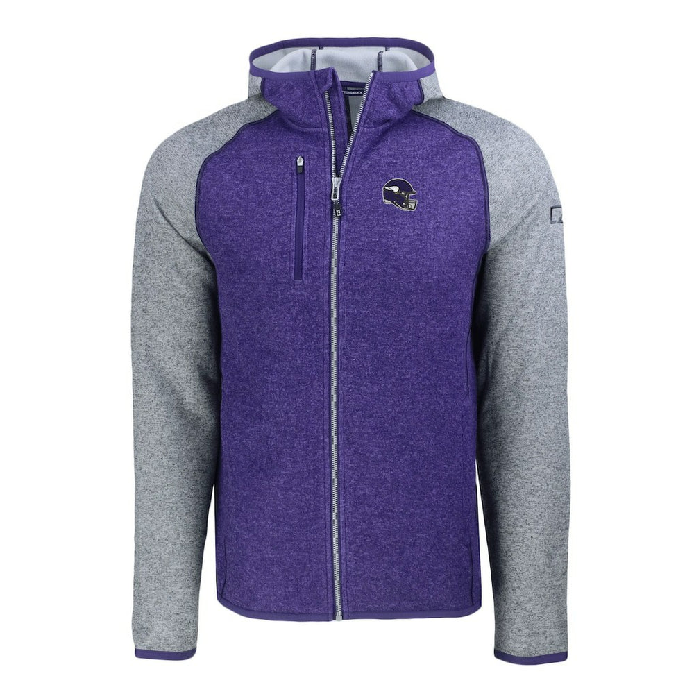 NFL Minnesota Vikings Cutter & Buck Helmet Mainsail Sweater-Knit Full-Zip Hoodie