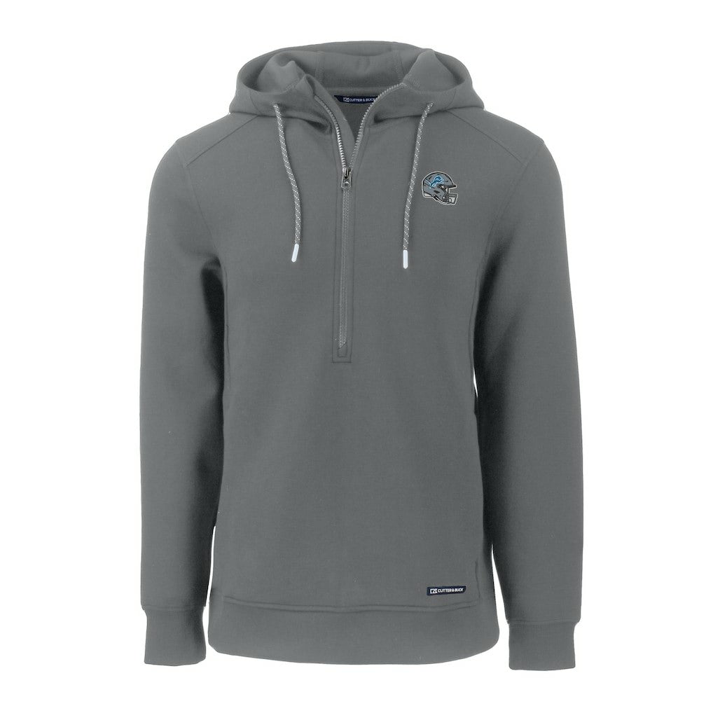 NFL Detroit Lions Cutter & Buck Helmet Roam Eco Half-Zip Recycled Pullover Hoodie