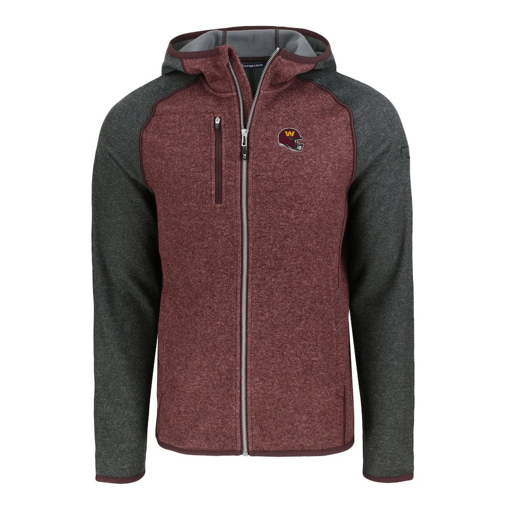 NFL Washington Commanders Cutter & Buck Helmet Mainsail Sweater-Knit Full-Zip Hoodie