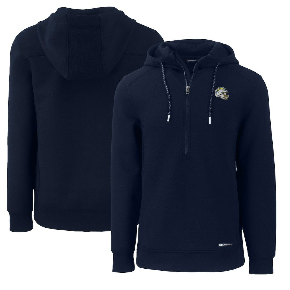 NFL Los Angeles Chargers Cutter & Buck Helmet Roam Eco Half-Zip Recycled Pullover Hoodie