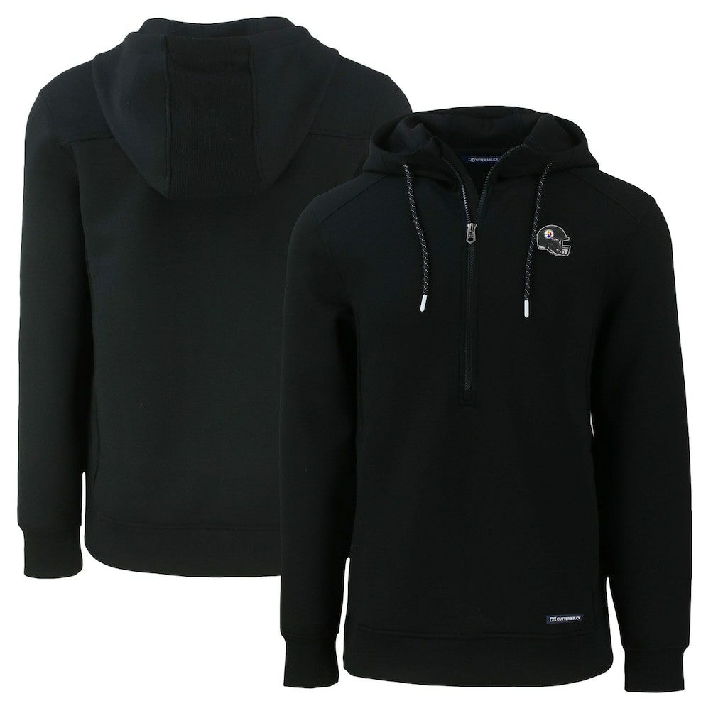 NFL Pittsburgh Steelers Cutter & Buck Helmet Roam Eco Half-Zip Recycled Pullover Hoodie