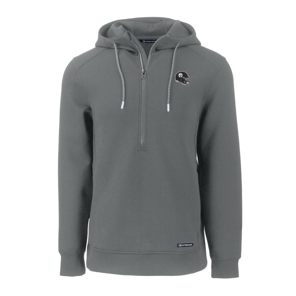 NFL Pittsburgh Steelers Cutter & Buck Helmet Roam Eco Half-Zip Recycled Pullover Hoodie